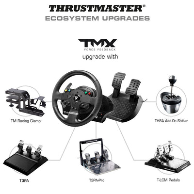 force feedback sim racing pedals Thrustmaster TMX Force Feedback Racing Wheel & Pedals (PC