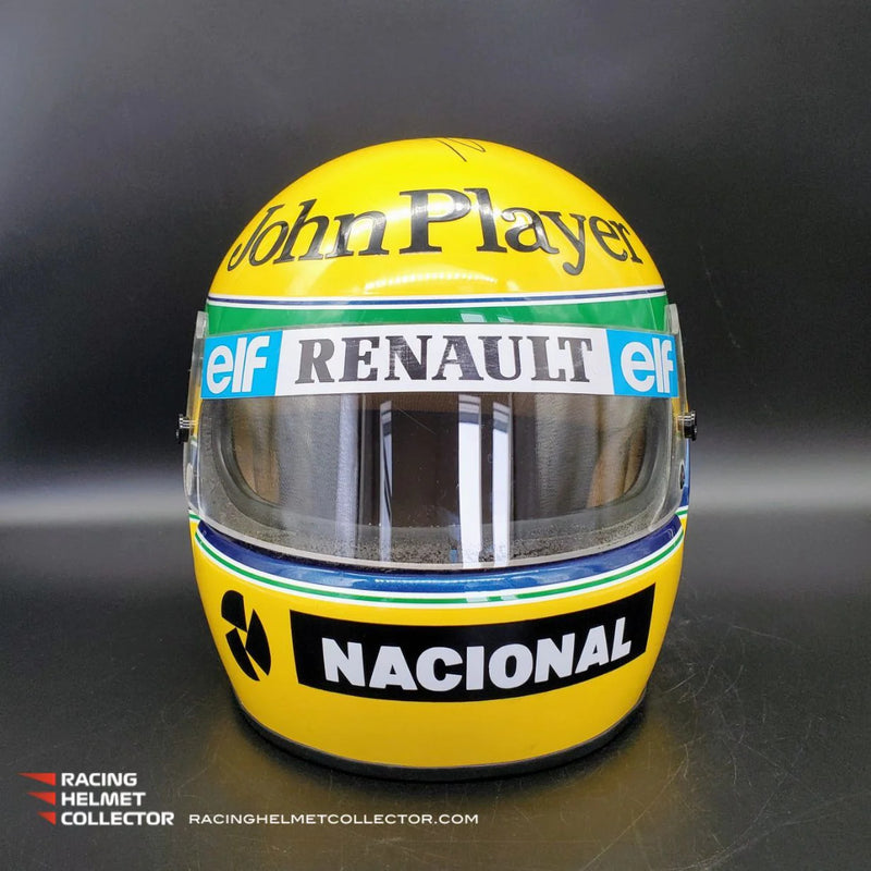 Racing Helmet Collector - Ayrton Senna Signed Directly On Helmet 1985 BELL XFM1 From Lotus Clive Chapman Collection Autographed Display Tribute Full Scale 1:1